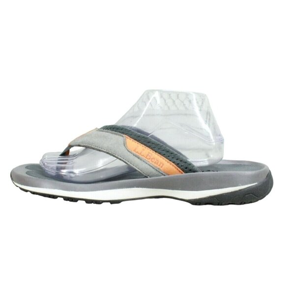LL Bean Swift River  Gray Leather Flip Flops Thong Sandals Size 11 Medium main image 4